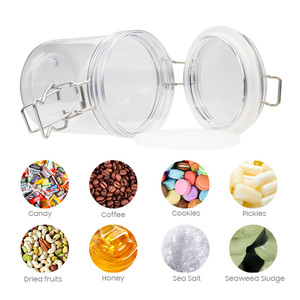 Personalized Clear Wide Mouth Bean Nuts Hinged Lid 550ml PET <b>Container</b> Store Jars - Product Image 6