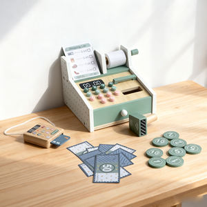 Caisse enregistreuse en bois ensemble tout-petits rôle semblant jouer de l'argent comptage Montessori jouets d'apprentissage éducatifs pour enfants garçons filles - Product Image 5