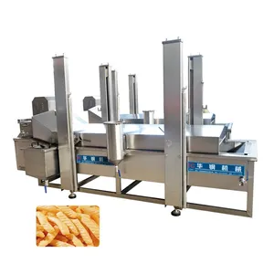 Hg linha de fritura contínua industrial fritura da cebola fritadora freidoras continuamente lanche máquina de fritura transportadora