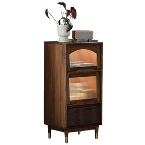 Meuble d'appoint en bois de noyer noir d'Amérique du Nord avec 3 compartiments de rangement pour salon - Product Image 4