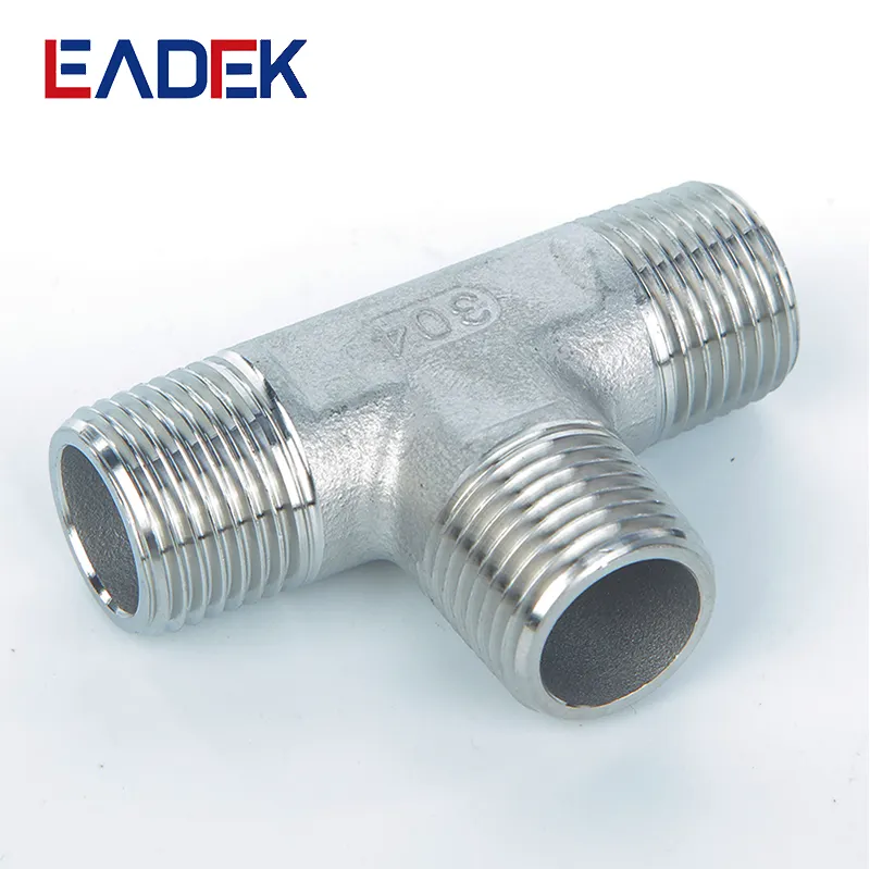 Stock Casting Pipe Fitting Connector Male Equal Tee 304 Stainless Steel Male Thread Connection 150 LB 1"