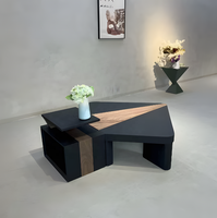 Table basse italienne de luxe en olivier massif, patchwork, durable, écologique, moderne, carrée, pour salon