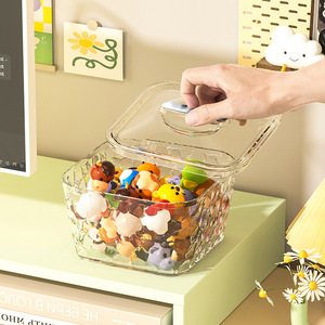 Desktop Storage <b>Box</b> Large Capacity <b>Hair</b> <b>Accessory</b> Jewelry Organizer Transparent With Lid <b>For</b> Desk Use - Product Image 3