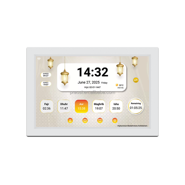 Pros 10 Inch Al Harameen Islamic Azan Digital Electronic Desk Clock with Calendars Prayer Timer for Home Decor