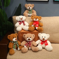 Ours en peluche de Noël multicolore avec écharpe de Noël, jouet en peluche doux et moelleux pour la décoration de la maison et du bureau