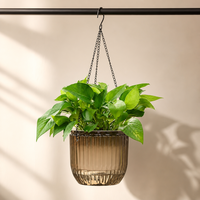 Pot de fleurs suspendu transparent à motif vertical, style minimaliste Instagram, respirant, auto-arrosant, en plastique, grand format