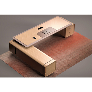 Office MDF L Shaped Luxury Design Boss Table <b>Solid</b> <b>Wood</b> Office <b>Desk</b> Executive Computer Office Table Furniture - Product Image 1
