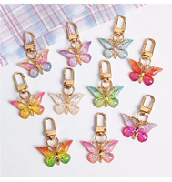 Porte-clés Papillon Coloré Dégradé en Acrylique, Pendentif de Sac, Décorations pour Femmes et Filles, Cadeaux Tendance et Délicats