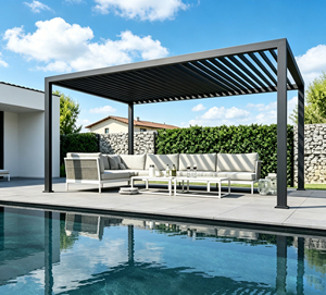 Retractable louver aluminum gazebo Durable Garden Poolside Solid Frame Aluminium Pavilion villa aluminum awning pavilion - Product Image 3