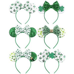 सेंट पैट्रिक दिवस समारोह शास्चट्टानों के बाल सामान हरे माउस कान हेडबैंड भाग्यशाली आयरिश दिन हेयर बैंड - Product Image 1