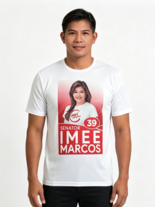 Maglietta Imee Marcos Senator 39 per la Campagna Elettorale nelle Filippine, 100% Poliestere, T-Shirt Promozionale Politica per Eventi e Rali del Senato - Product Image 3
