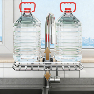 Support de cuisine suspendu à 2 niveaux sans perçage, nouveau porte-éponge et porte-serviette pour évier, support de <span class=keywords><strong>robinet</strong></span> en acier inoxydable - Product Image 3