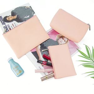 Custom Logo Cross Grain PU Waterproof Zipper Pouch Multifunctional Cosmetic <b>Makeup</b> Bag Stationery Pencil <b>Case</b> Travel Small Item - Product Image 3