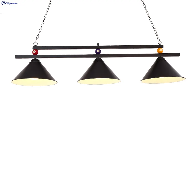 Özelleştirilmiş demir kaplama 3 lambalar asılı havuz masa lambaları/bilardo ışıkları/snooker masası aydınlatma