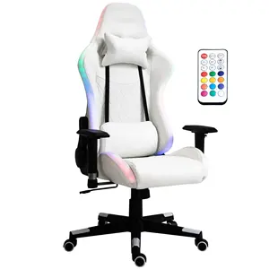 Dropshipping kursi gaming led, pengeras suara gigi biru anggun silla de oficina putih rgb komputer pc kursi game