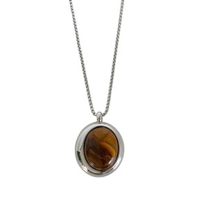 Ciondolo Mo <span class=keywords><strong>Chen</strong></span> in Ottone con Occhio di Tigre, Design Vintage Francese, Tendenza Maillard, Lusso Leggero, Collana da Donna Placcata Oro - Product Image 5