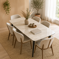 Table en pierre frittée écologique, sans rayonnement, sans odeur, surface de contact de qualité alimentaire, sûre pour manger