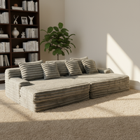 Modernes weißes quadratisches modulares Sofa-Set mit Schwammfüllung und Samtbezug für kleine Wohnzimmer