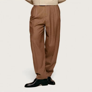 <span class=keywords><strong>Pantaloni</strong></span> Eleganti da Uomo Estivi su Misura OEM, Stile Retrò Old Money in Lana, Gamba Larga a Palloncino, <span class=keywords><strong>Pantaloni</strong></span> Formali da Completo per Uomo - Product Image 1