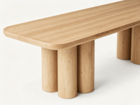Table à manger rectangulaire FERLY moderne de style mid-century, avec piétement cylindrique, finition brossée, écologique, pour appartement et hôtel