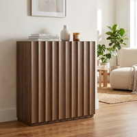 Buffet latéral à larges rainures avec rangement, grande table de buffet moderne et organique pour entrée et salon