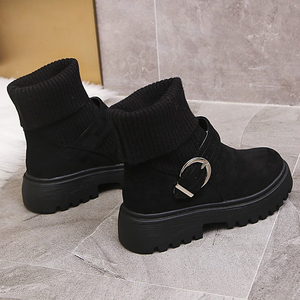 Botines <span class=keywords><strong>de</strong></span> <span class=keywords><strong>Mujer</strong></span> <span class=keywords><strong>de</strong></span> Dos Usos para Otoño e Invierno, Estilo Británico, con Hebilla en el Cinturón, Forrados <span class=keywords><strong>de</strong></span> Terciopelo, con Suela Gruesa - Product Image 3