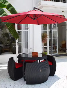 Moderno giardino esterno Rattan sedia da pranzo Set tavolo in vimini ristorante cortile <span class=keywords><strong>terrazza</strong></span> risparmiare spazio sedie e mobili da tavolo - Product Image 4