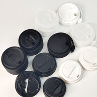 Gobelet en plastique de 12oz avec couvercle de 89mm couvercle de gobelet en plastique et silicone pour récipient en plastique couvercles de gobelets à boisson transparents noir blanc