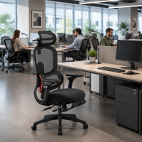 Fauteuil de direction ergonomique pivotant et réglable en maille, avec dossier haut, pour bureau à domicile, avec fonction de levage électrique