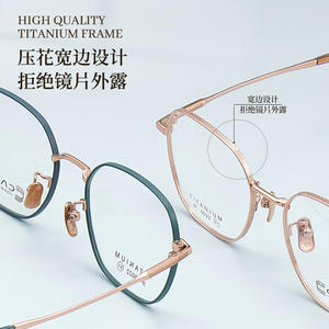 Montures de lunettes rectangulaires Danyang bicolores rétro en titane pur, monture complète confortable unisexe 6022 - Product Image 2