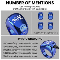 Zikr Ring Nouveauté 2026 Électronique Chapelet Électronique Islamique Tasbih Numérique Bague Intelligente