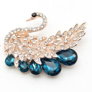 高級ラインストーン白鳥ブローチ女性のエレガントなコサージュ服アクセサリー卸売 - Product Image 1