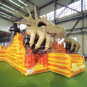 Castillo Inflable Comercial Personalizado de PVC de la Fábrica WINSUN con Pista de Obstáculos de Dinosaurios, Pared de Escalada y Tobogán - Product Image 3