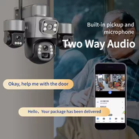 Caméra de surveillance extérieure V380 à trois objectifs, 12MP, carte SIM 4G, vision nocturne solaire, OEM PTZ, caméra de sécurité sans fil CCTV