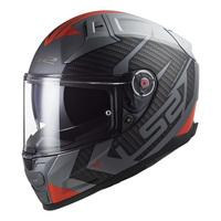 Casque intégral Ls2 Vector II gris rouge en fibre composite Xs pour moto