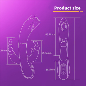 Vibratori Rabbit Ricaricabili USB per Punto G, Punto P e Anale, Stimolatore Clitorideo per Donne, Materiale <span class=keywords><strong>SIL</strong></span>+ABS, Impermeabile IPX7, 10 Frequenze - Product Image 6