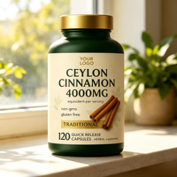 Capsules de cannelle de Ceylan pour adultes OEM 4000 mg avec bienfaits antioxydants, favorise l'énergie, durée de conservation de 18 mois, certifié ISO 9001