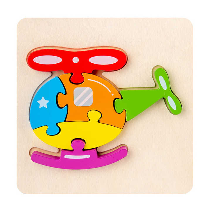 Baby Montessori Wooden Toys Cartoon Animal 3D Jigsaw Wooden Puzzle for ...