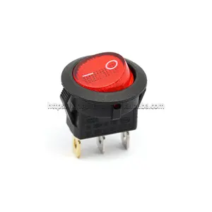 Red Light 3 PINS ON-OFF SPST Round Rocker Switch 2 Positions 6A/250V 10A/125V AC T85 1E4