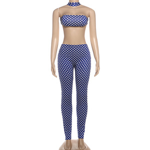 Y4566 - Completo due pezzi da donna primavera estate 2026: top a tubino sexy senza schienale a pois e pantaloni - Product Image 5