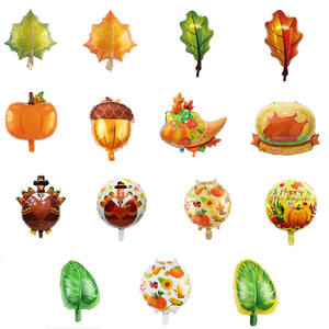 Ballon de dinde de Thanksgiving arrangement de feuilles de poulet rôti feuille d'érable jaune cône de pin tortue ballon de feuille arrière - Product Image 1