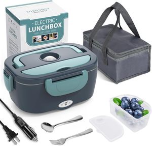 Boîte à lunch chauffante électrique portable 2-en-1 pour le bureau, la cuisine ou la chambre, 220v/110v/12v/24v - Product Image 1