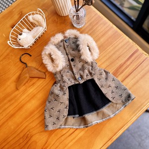 Robe à double couche à poitrine ouverte avec doublure en velours côtelé et polaire, adaptée aux chats et aux chiens, idéale pour l'automne, l'hiver, et - Product Image 3