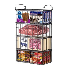Newest 4Pack <strong>Stackable</strong> Deep Chest Freezer Organizer Bins Foldable <strong>Baskets</strong> with Handles Storage Container <strong>Baskets</strong> - Product Image 1
