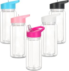 Venta al por Mayor de Vasos Reutilizables de Plástico PC de 500 ml, Transparentes, Portátiles, de 16 oz, con Tapa, para Viajes, Deportes y Actividades al Aire Libre - Product Image 1