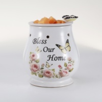 Lampe chauffe-bougie électrique en céramique personnalisée avec décalcomanie, brûleur de cire fondante parfumée, fait main, écologique, pour aromathérapie et décoration intérieure