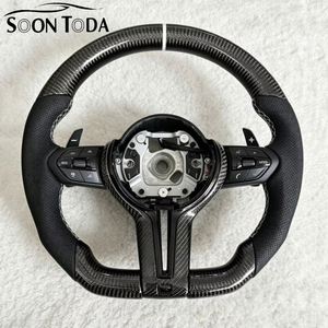 Volante de Coche de Fibra de Carbono Real y Cuero Sintético, Listo para Usar, para <span class=keywords><strong>BMW</strong></span> F01 F30 F10 F11 F20 F21 F25 F31 F34 F32 F33 F36 - Product Image 1