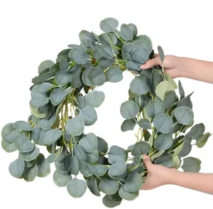 EG-VG244 Wholesale wedding arch 6 feet faux hanging garland silver dollar artificial flower eucalyptus garland