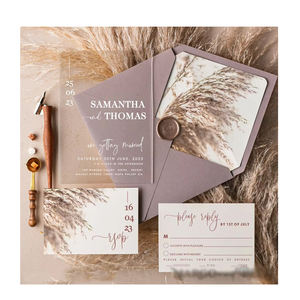 Taupe Pampa Moderne <span class=keywords><strong>Nude</strong></span> Plexi luxe classique Acrylique Invitations de Mariage enveloppes avec RSVP Cartes Suite pour fête mariage - Product Image 1