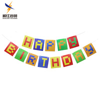 Fiesta de cumpleaños para niños, pancarta de dibujos animados, decoración de fiesta, pancarta del alfabeto, Bandera de cola de pez, venta al por mayor